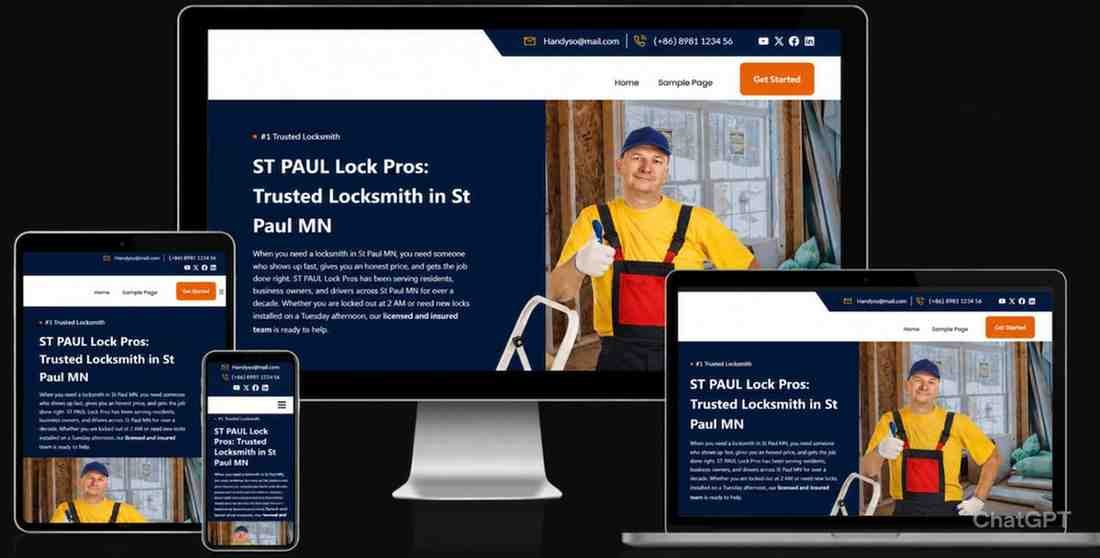 St Paul Lock Pros website shown on desktop, tablet and mobile